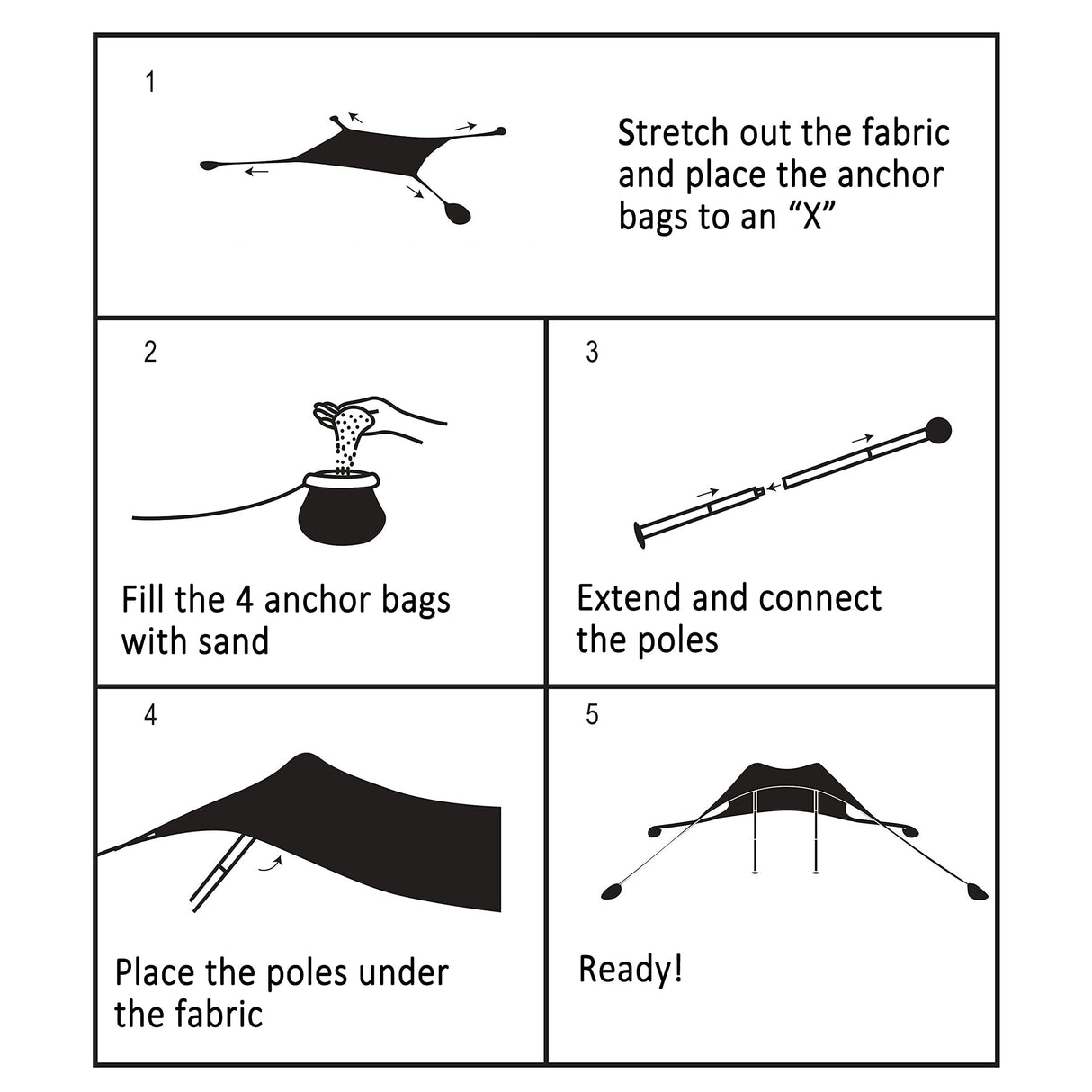 ALPHA CAMP Beach Sunshade 7.6 x 7.2 FT Portable Canopy Tent Sun Shelter Shade with Sandbag Anchors
