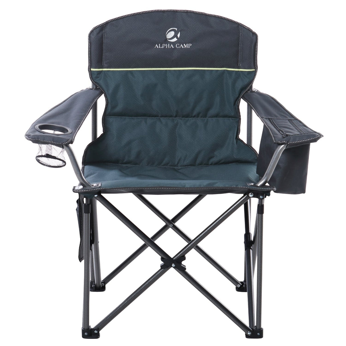 Oversized Camping Folding Chair Heavy Duty Support 450 LBS Steel Frame Collapsible Padded Arm Chair with Cup Holder