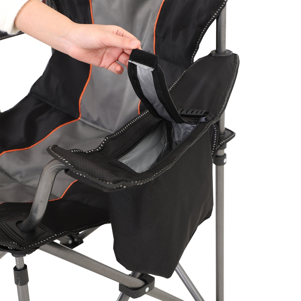 Oversized Camping Folding Chair Heavy Duty Support 450 LBS Steel Frame Collapsible Padded Arm Chair with Cup Holder