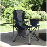 Oversized Camping Folding Chair Heavy Duty Support 450 LBS Steel Frame Collapsible Padded Arm Chair with Cup Holder