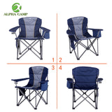 Oversized Camping Folding Chair Heavy Duty Support 450 LBS Steel Frame Collapsible Padded Arm Chair with Cup Holder