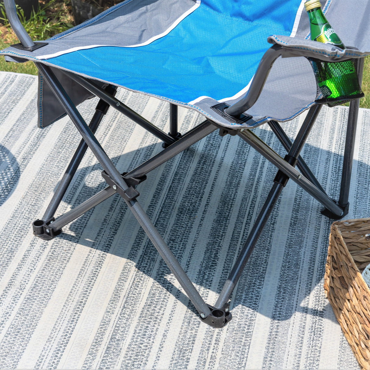 Oversized Camping Folding Chair Padded Arm Chair with Cup Holder