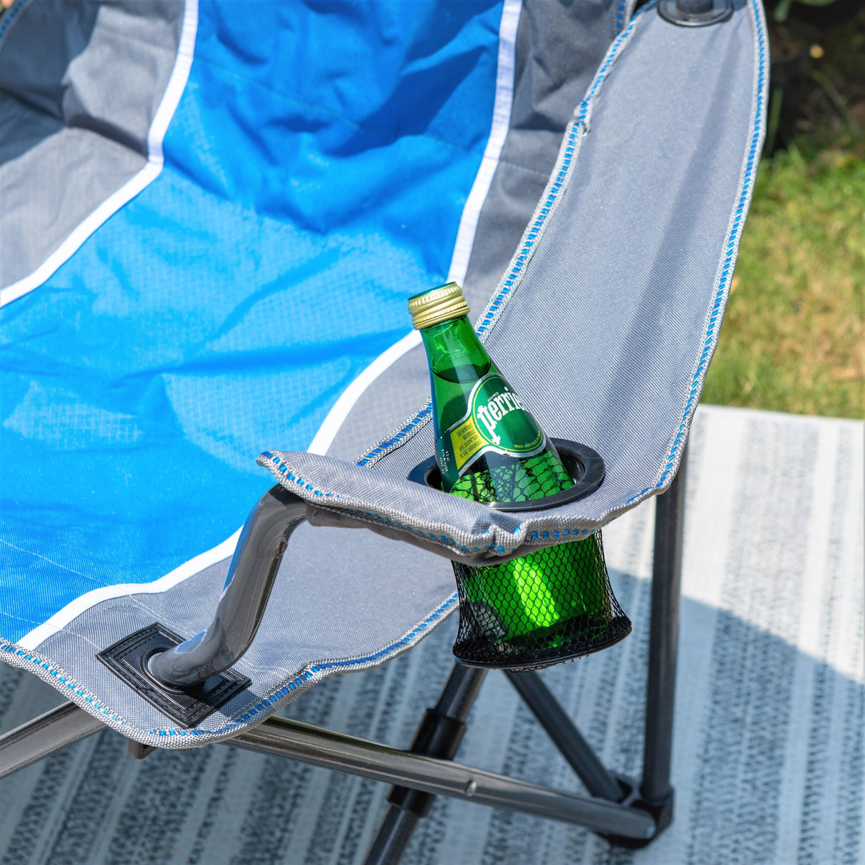 Oversized Camping Folding Chair Padded Arm Chair with Cup Holder