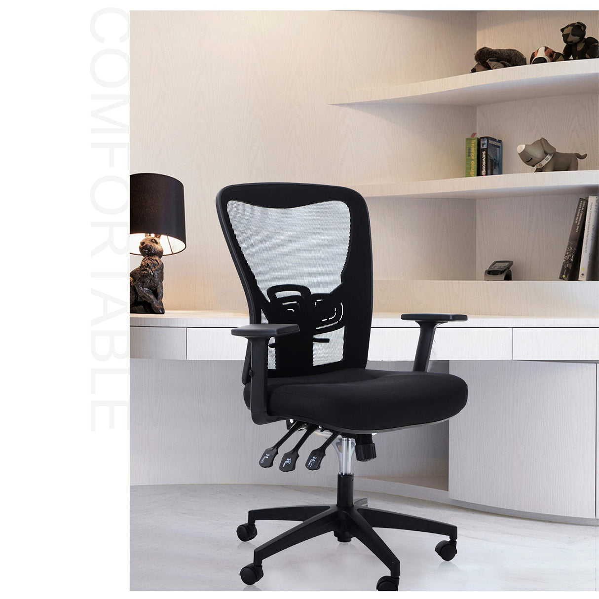 ALPHA HOME High Back Mesh Office Chair Adjustable Headrest, Armrest, Rolling Swivel Reclining Chair