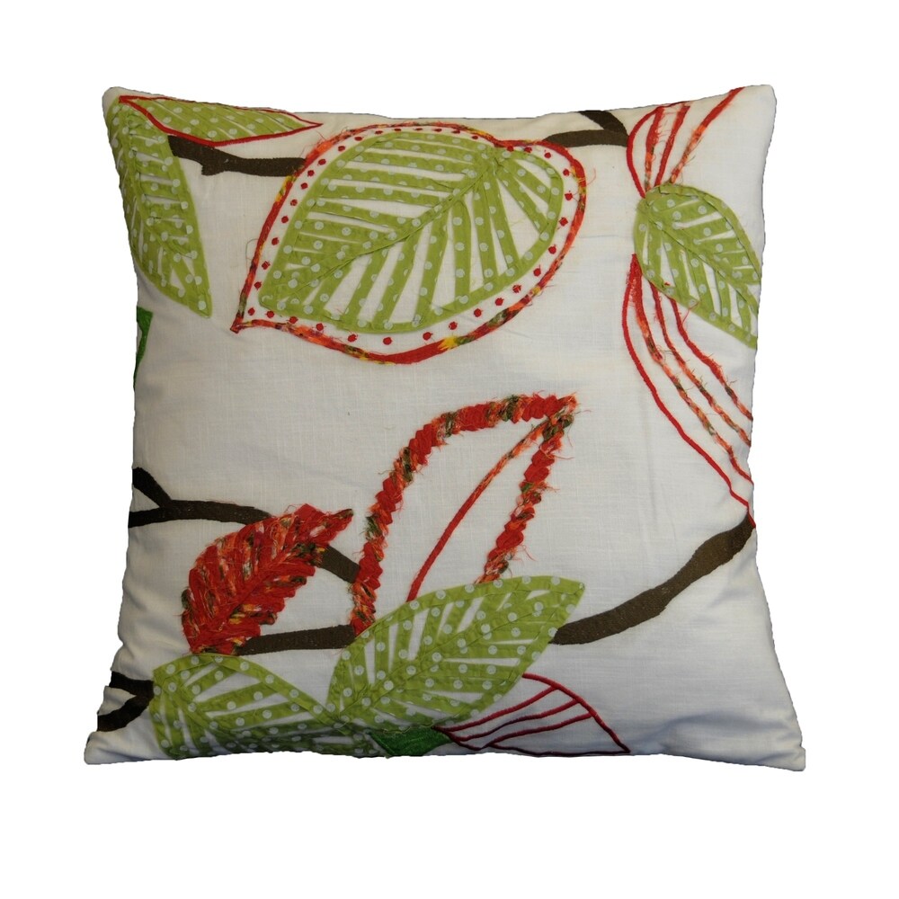 AM Home Leaves Applique Pillow, Feather Insert, 20" x 20"