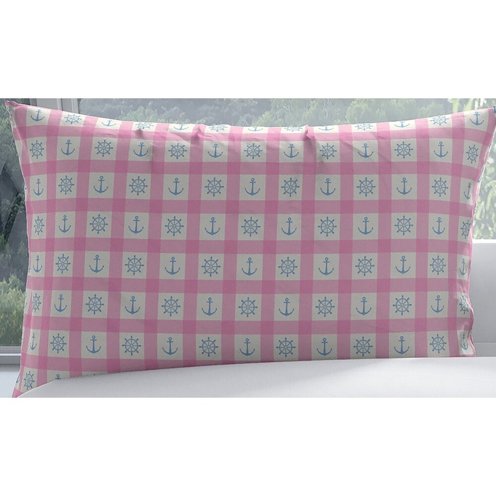 ANCHOR GALORE PINK AND LIGHT BLUE Pillow Case By Kavka Designs