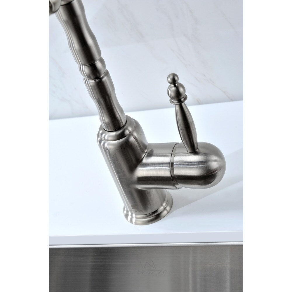 ANZZI Locke Single-Handle Standard Kitchen Faucet with Side Sprayer in Brushed Nickel