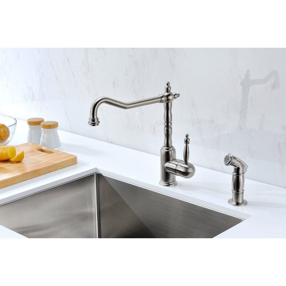 ANZZI Locke Single-Handle Standard Kitchen Faucet with Side Sprayer in Brushed Nickel
