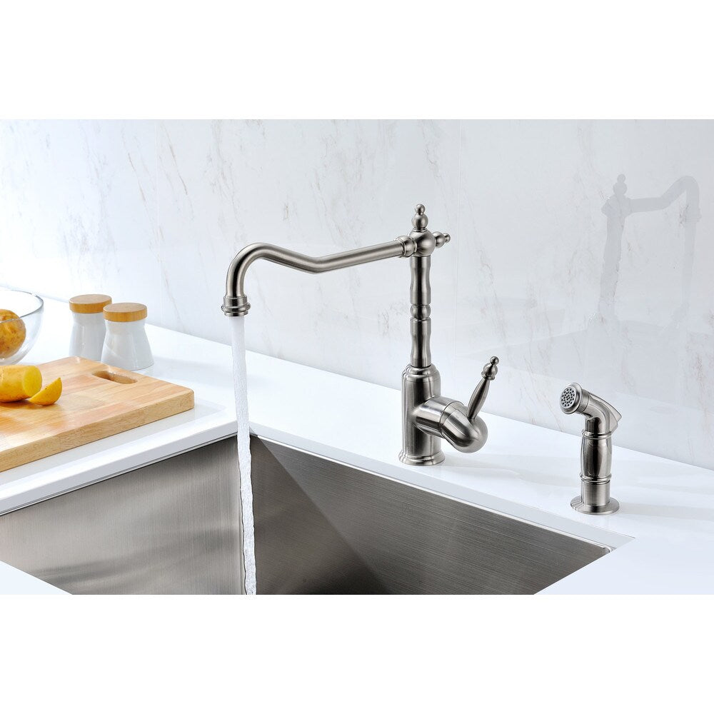 ANZZI Locke Single-Handle Standard Kitchen Faucet with Side Sprayer in Brushed Nickel