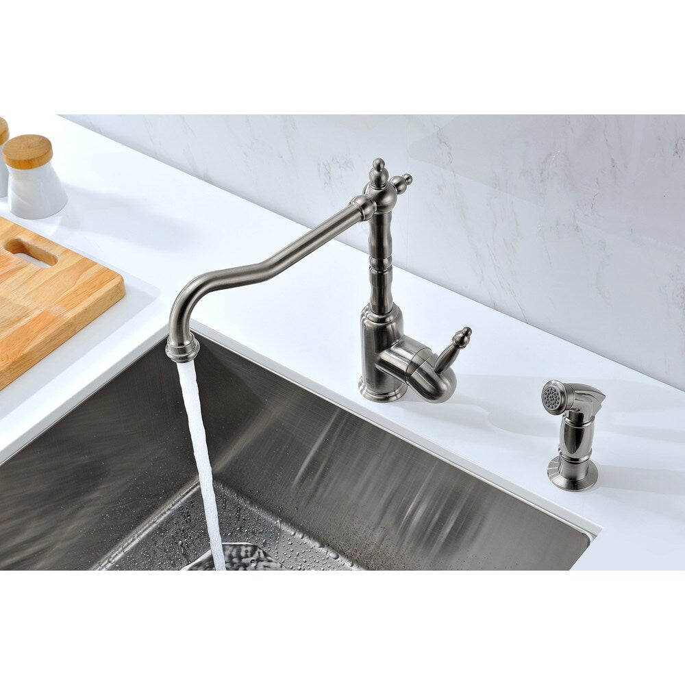ANZZI Locke Single-Handle Standard Kitchen Faucet with Side Sprayer in Brushed Nickel