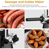 AOBOSI Meat Grinder Electric,with 2 Stainless Steel Blades & 4 Grinding Plates,Sausage Maker & Kibbe Kit for Home Kitchen