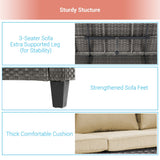 AOOLIMICS 6Pcs Outdoor Gray PE Wicker Furniture Wide Seat Conversation Sofa Set