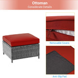 AOOLIMICS 6Pcs Outdoor Gray PE Wicker Furniture Wide Seat Conversation Sofa Set