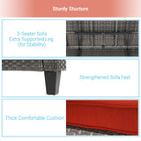 AOOLIMICS 6Pcs Outdoor Gray PE Wicker Furniture Wide Seat Conversation Sofa Set