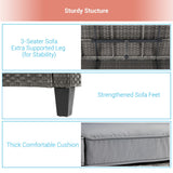 AOOLIMICS 6Pcs Outdoor Gray PE Wicker Furniture Wide Seat Conversation Sofa Set