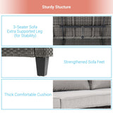 AOOLIMICS 6Pcs Outdoor Gray PE Wicker Furniture Wide Seat Conversation Sofa Set