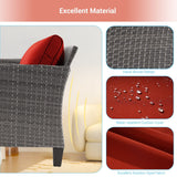 AOOLIMICS 6Pcs Outdoor Gray PE Wicker Furniture Wide Seat Conversation Sofa Set