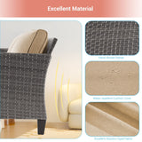 AOOLIMICS 6Pcs Outdoor Gray PE Wicker Furniture Wide Seat Conversation Sofa Set
