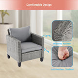 AOOLIMICS 6Pcs Outdoor Gray PE Wicker Furniture Wide Seat Conversation Sofa Set