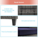 AOOLIMICS 6Pcs Outdoor Gray PE Wicker Furniture Wide Seat Conversation Sofa Set