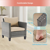 AOOLIMICS 6Pcs Outdoor Gray PE Wicker Furniture Wide Seat Conversation Sofa Set