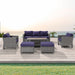 AOOLIMICS 6Pcs Outdoor Gray PE Wicker Furniture Wide Seat Conversation Sofa Set