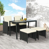 AOOLIVE 5-Piece Rattan Outdoor Patio Furniture Set with Beige Cushion