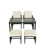 AOOLIVE 5-Piece Rattan Outdoor Patio Furniture Set with Beige Cushion
