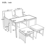 AOOLIVE 5-Piece Rattan Outdoor Patio Furniture Set with Beige Cushion