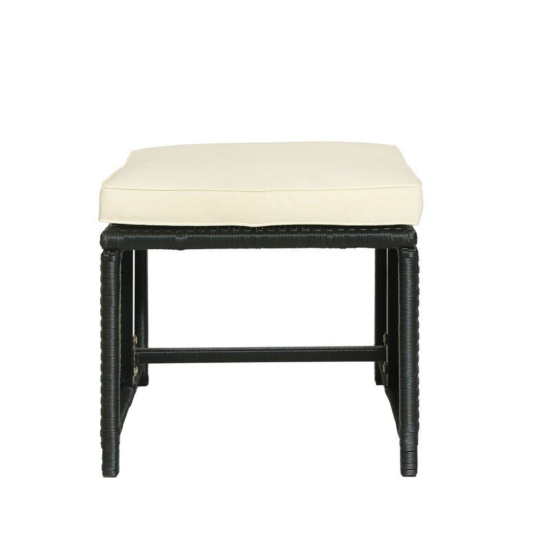 AOOLIVE 5-Piece Rattan Outdoor Patio Furniture Set with Beige Cushion