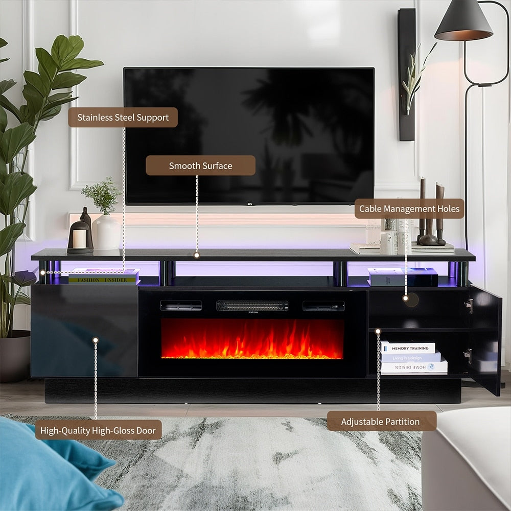 70'' Fireplace TV Stand with 36" Electric Fireplace