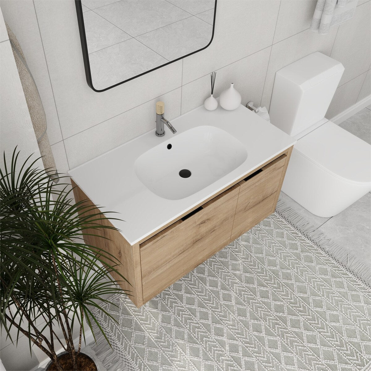 ARTCHIRLY 36 Inch Bathroom Vanity With Sink, Floating Bathroom Vanity With Soft Close Door & Drawer