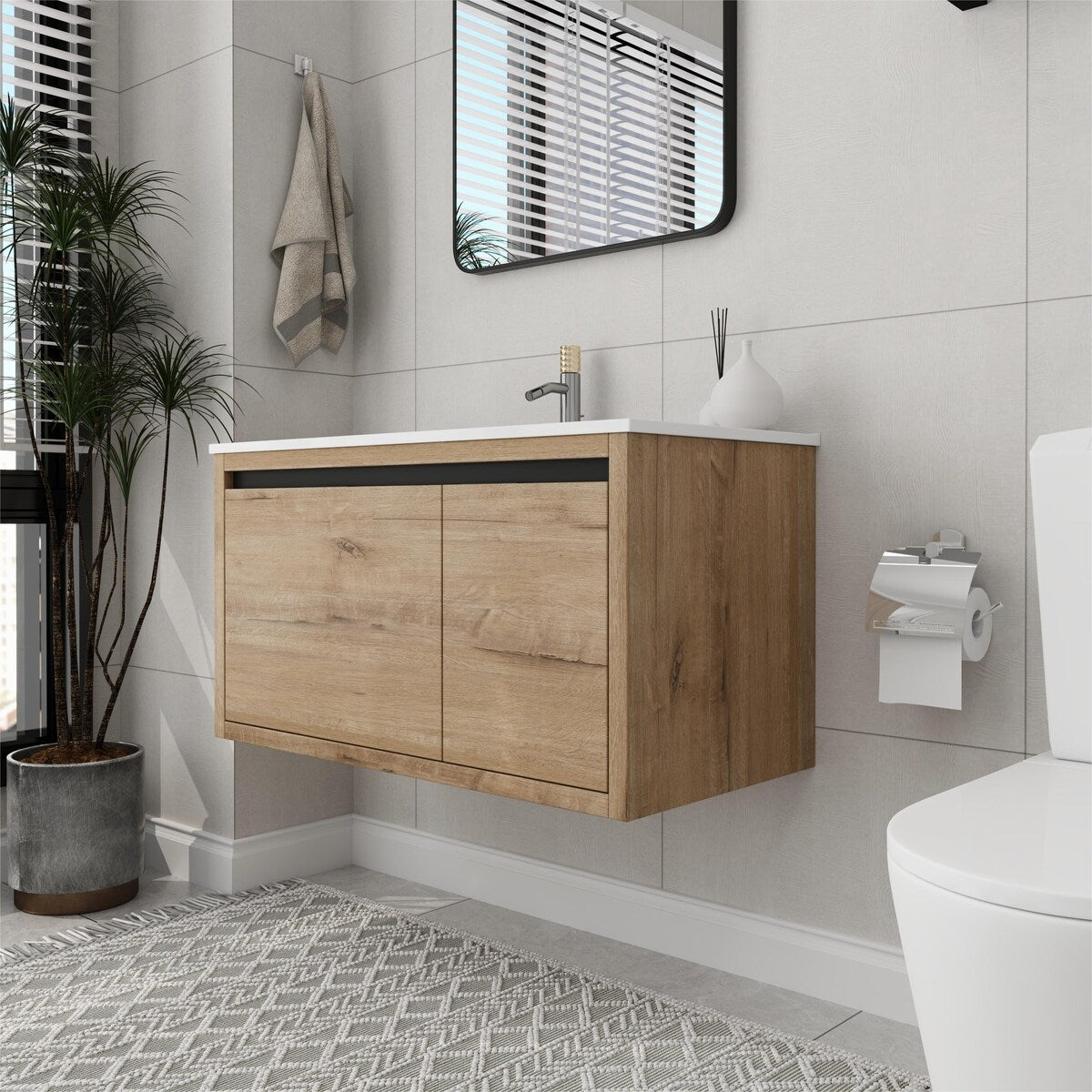 ARTCHIRLY 36 Inch Bathroom Vanity With Sink, Floating Bathroom Vanity With Soft Close Door & Drawer