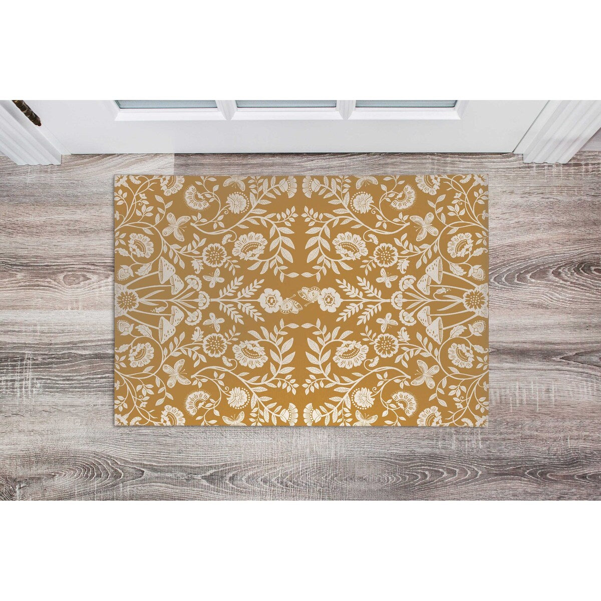 AUTUMN BUTTERFLY GARDEN OCHRE Doormat By Kavka Designs