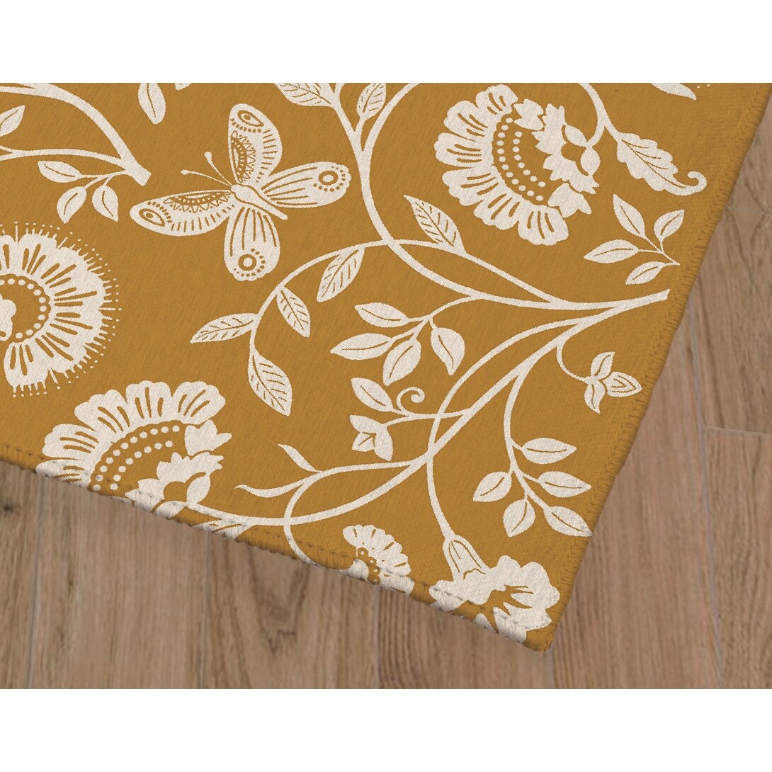AUTUMN BUTTERFLY GARDEN OCHRE Doormat By Kavka Designs