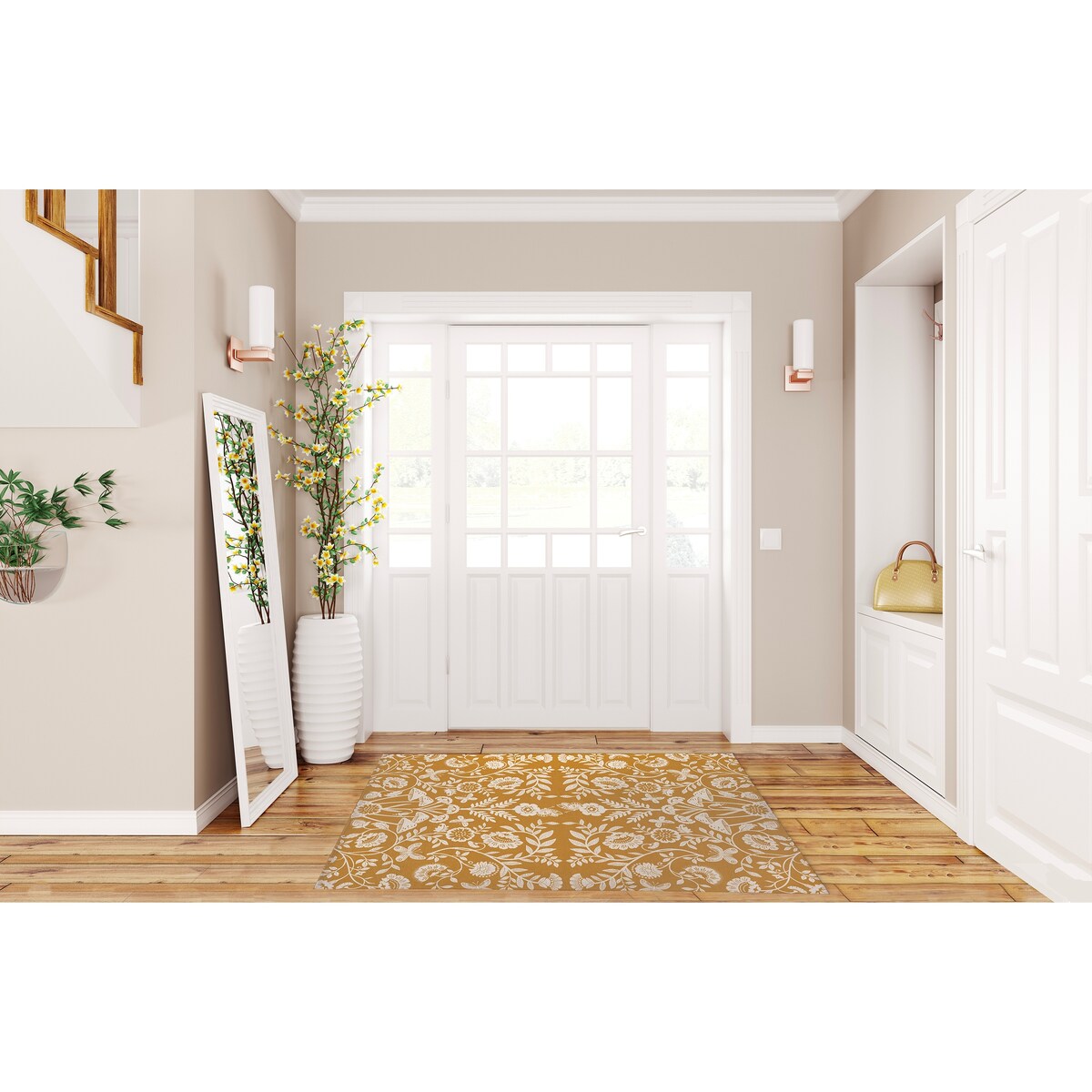 AUTUMN BUTTERFLY GARDEN OCHRE Doormat By Kavka Designs