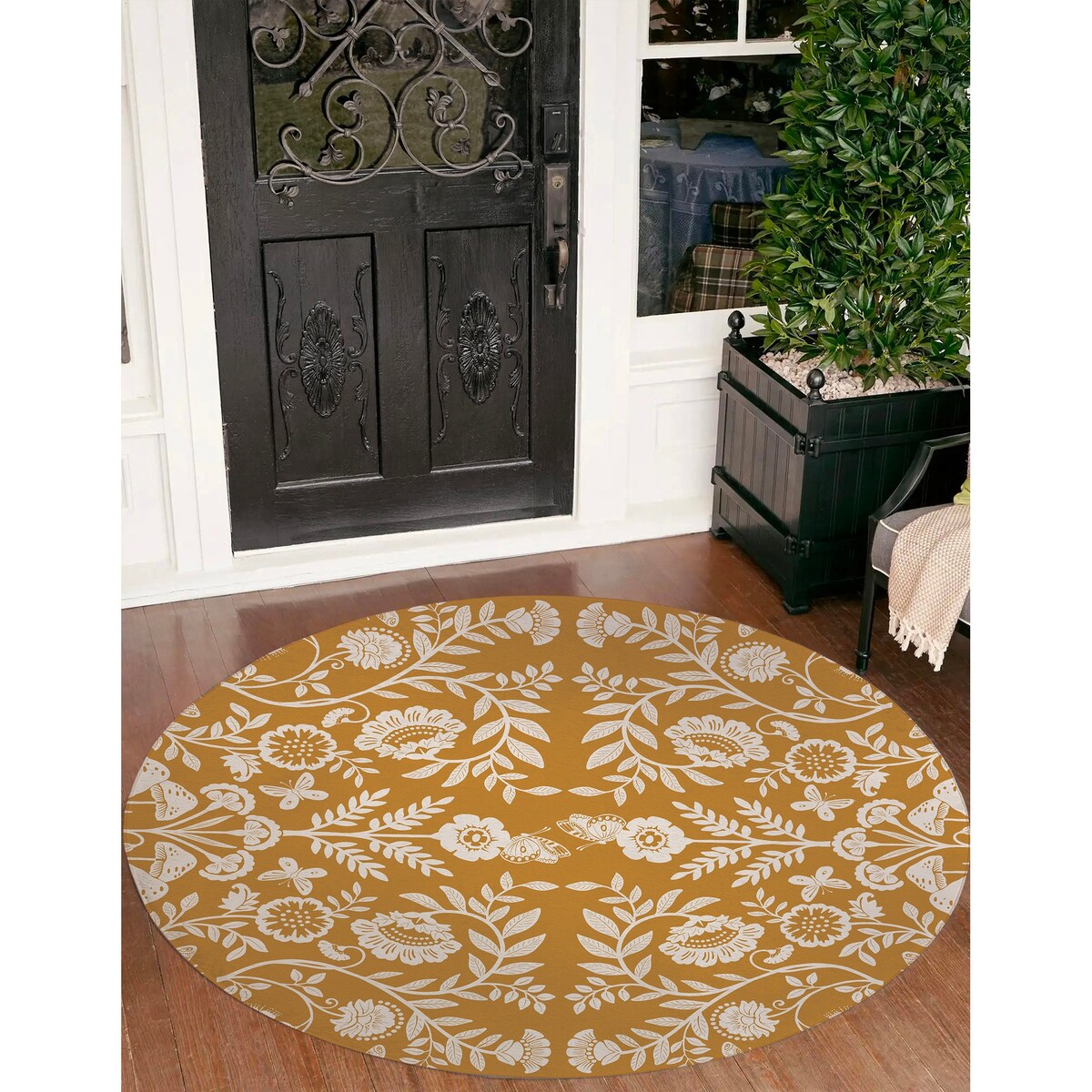 AUTUMN BUTTERFLY GARDEN OCHRE Doormat By Kavka Designs