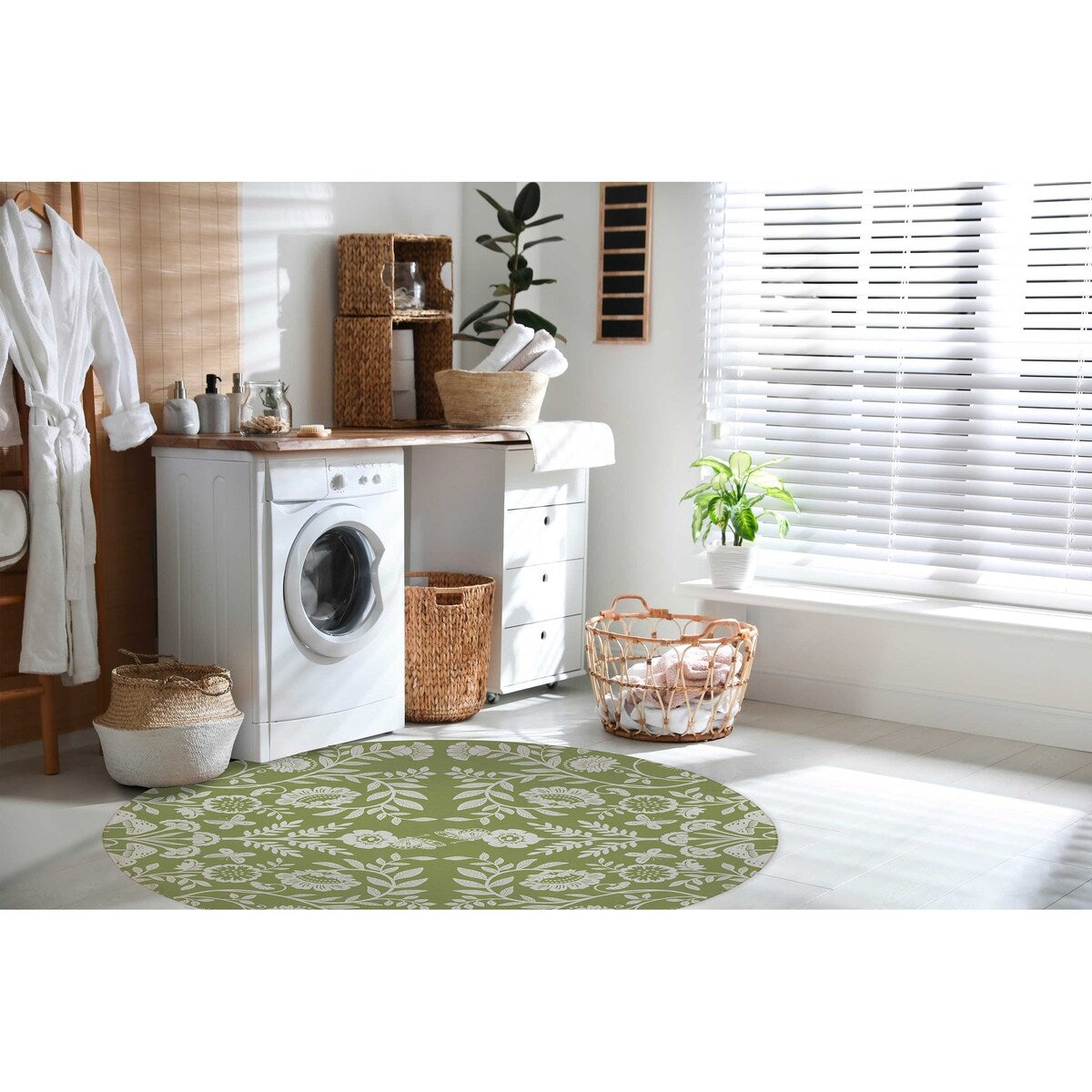 AUTUMN BUTTERFLY GARDEN SAGE Laundry Mat By Kavka Designs