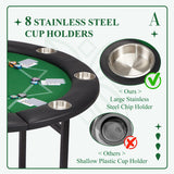 AVAWING 8 Players Poker Table Round Folding Gaming Table