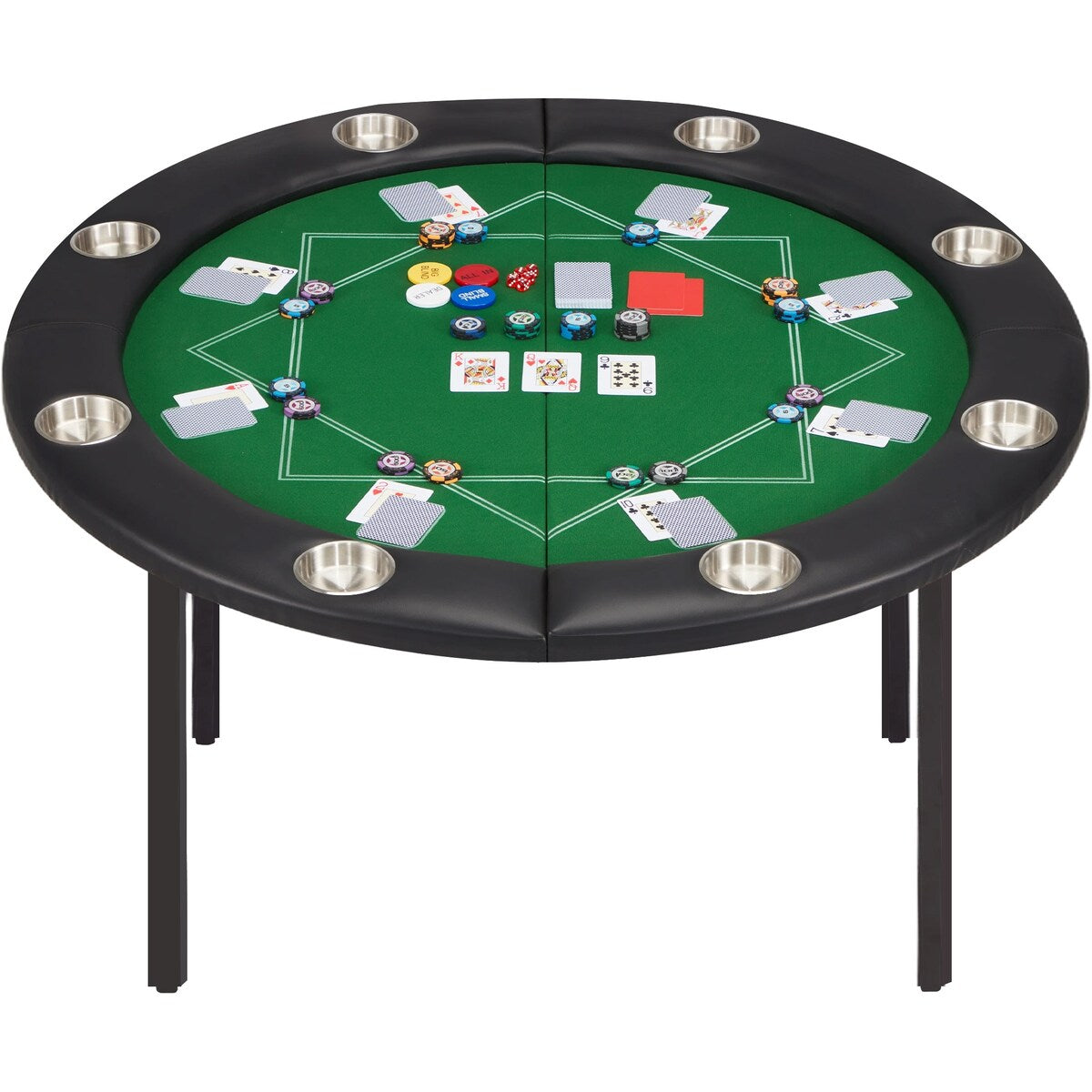 AVAWING 8 Players Poker Table Round Folding Gaming Table