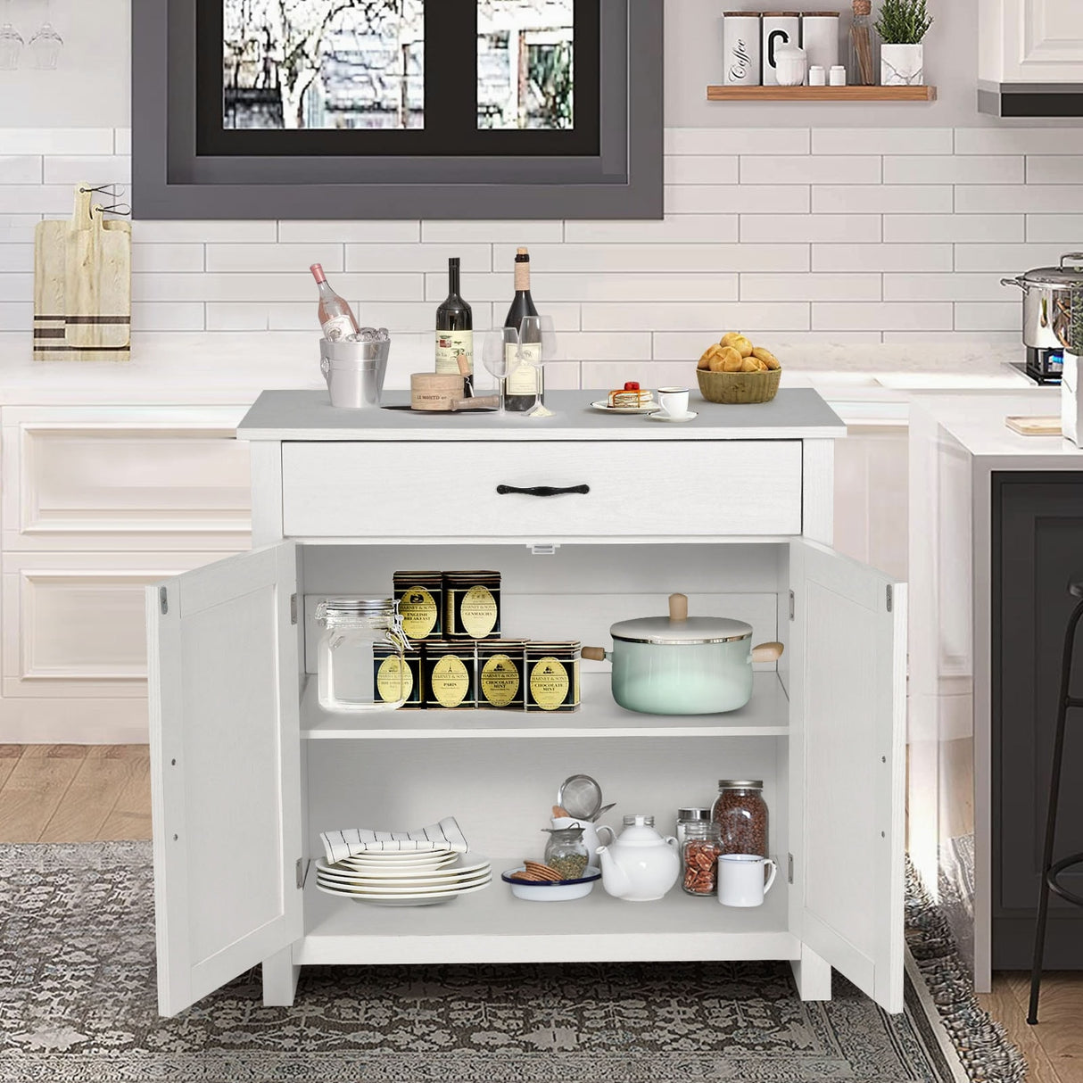 AVAWING Kitchen Sideboard Buffet Cabinet Entryway Cupboard Server