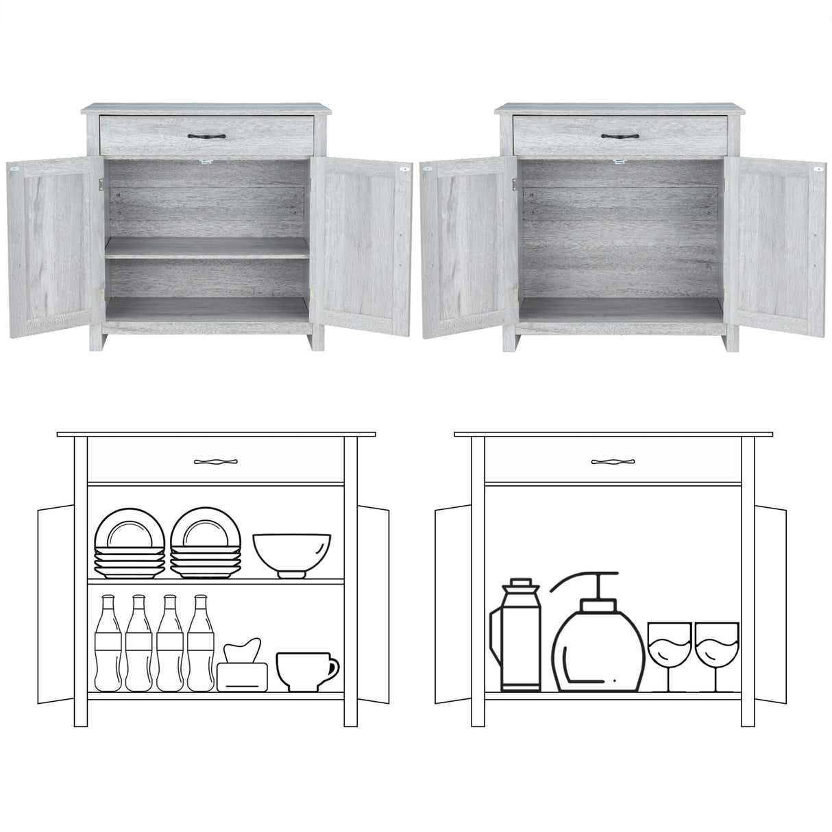 AVAWING Kitchen Sideboard Buffet Cabinet Entryway Cupboard Server