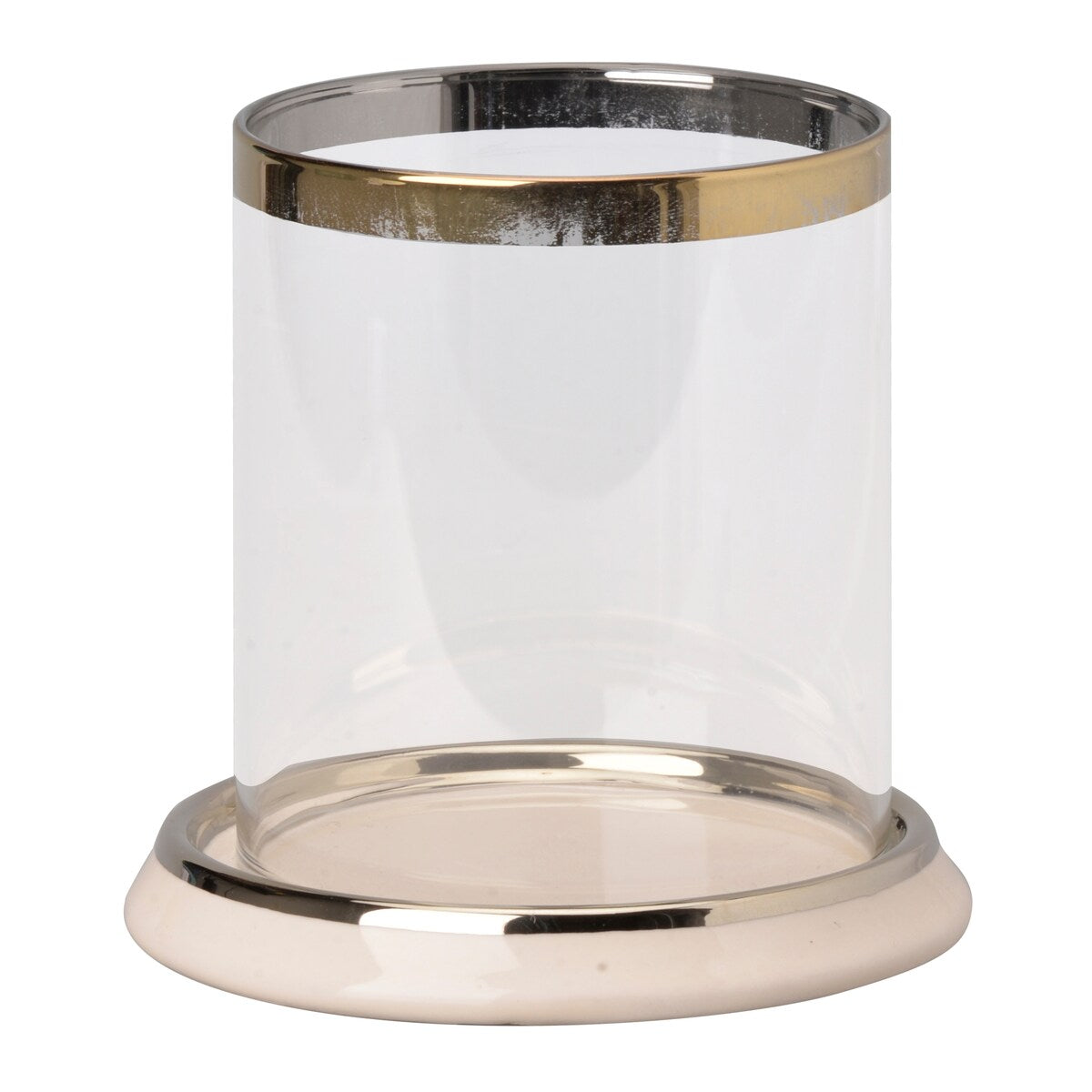 A&B Home 4-inch Cream and Gold Round Candle Holder