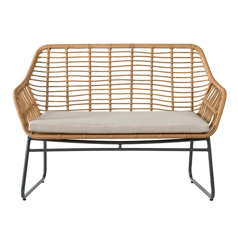 A&B Home Natural Wicker Loveseat with Cushion