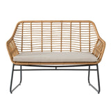 A&B Home Natural Wicker Loveseat with Cushion