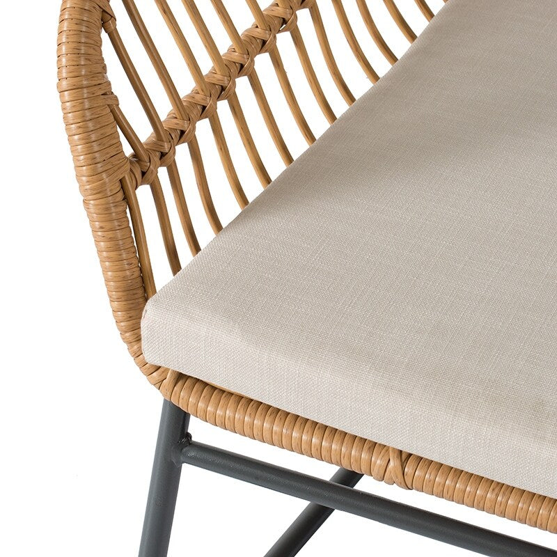 A&B Home Natural Wicker Loveseat with Cushion