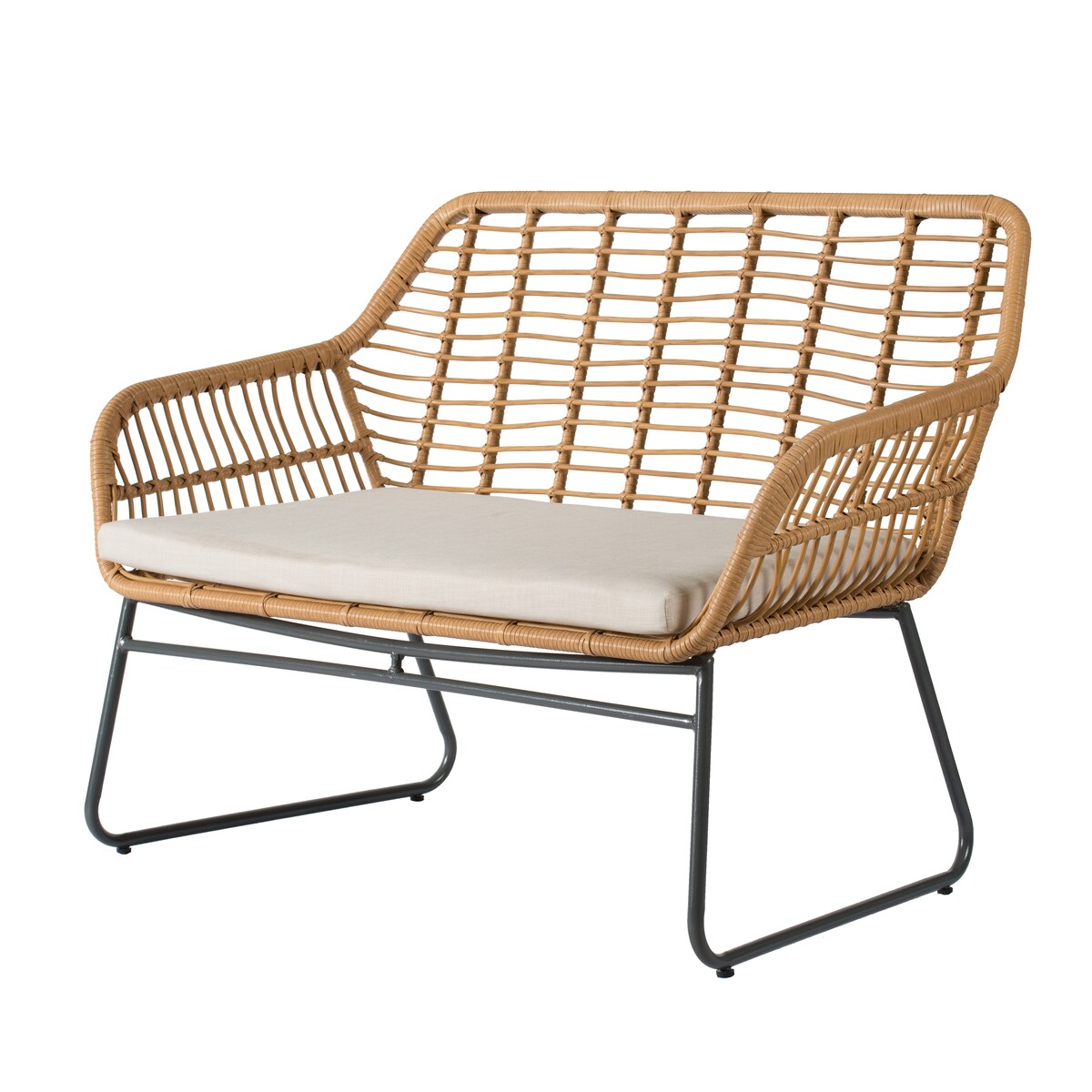 A&B Home Natural Wicker Loveseat with Cushion