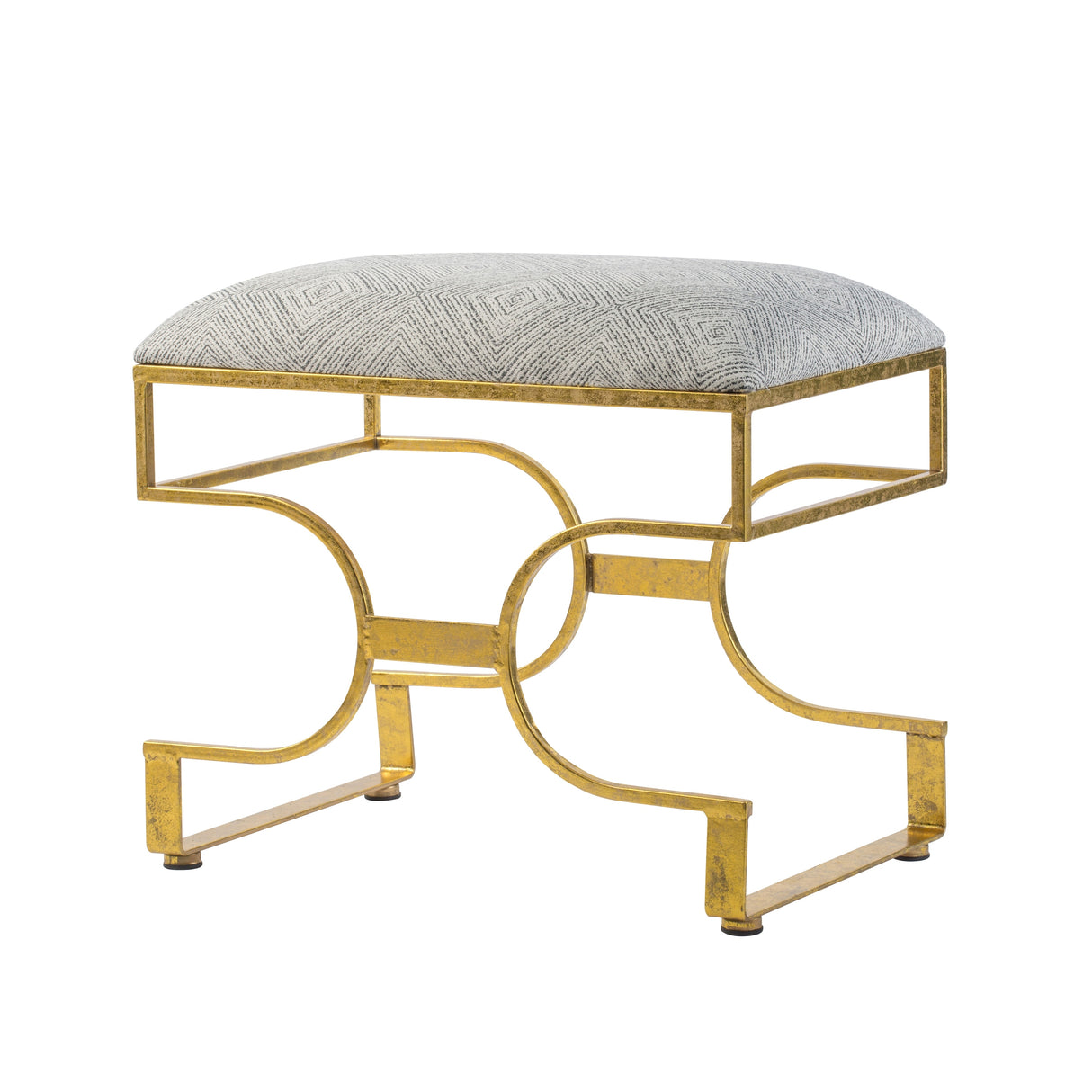 A&B Home Retro Gold Iron Upholstered Bench by Anthony Venetucci