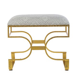 A&B Home Retro Gold Iron Upholstered Bench by Anthony Venetucci