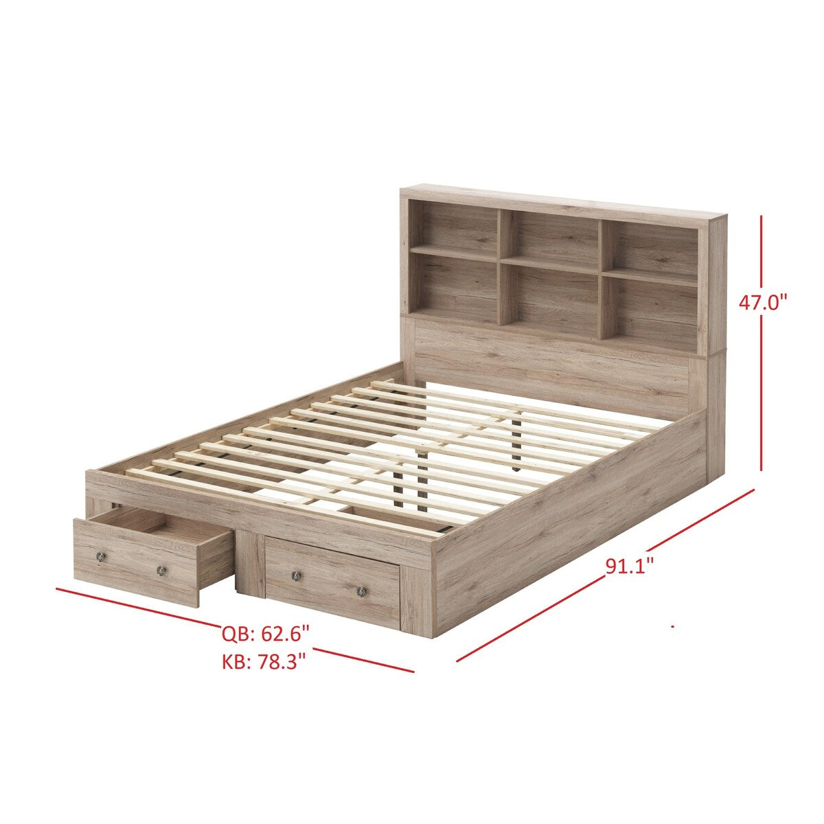 Aaron Bookcase with Storage Platform Bed